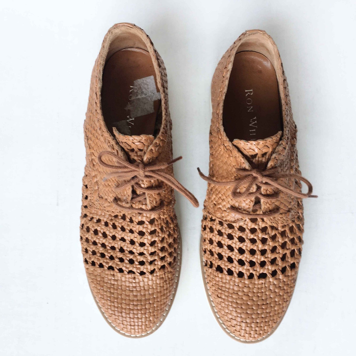 Ron White Signature braided leather lace-up loafer - size 7