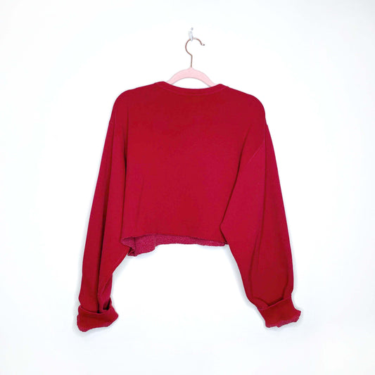 vintage 90s roots red graphic cropped sweatshirt - size medium