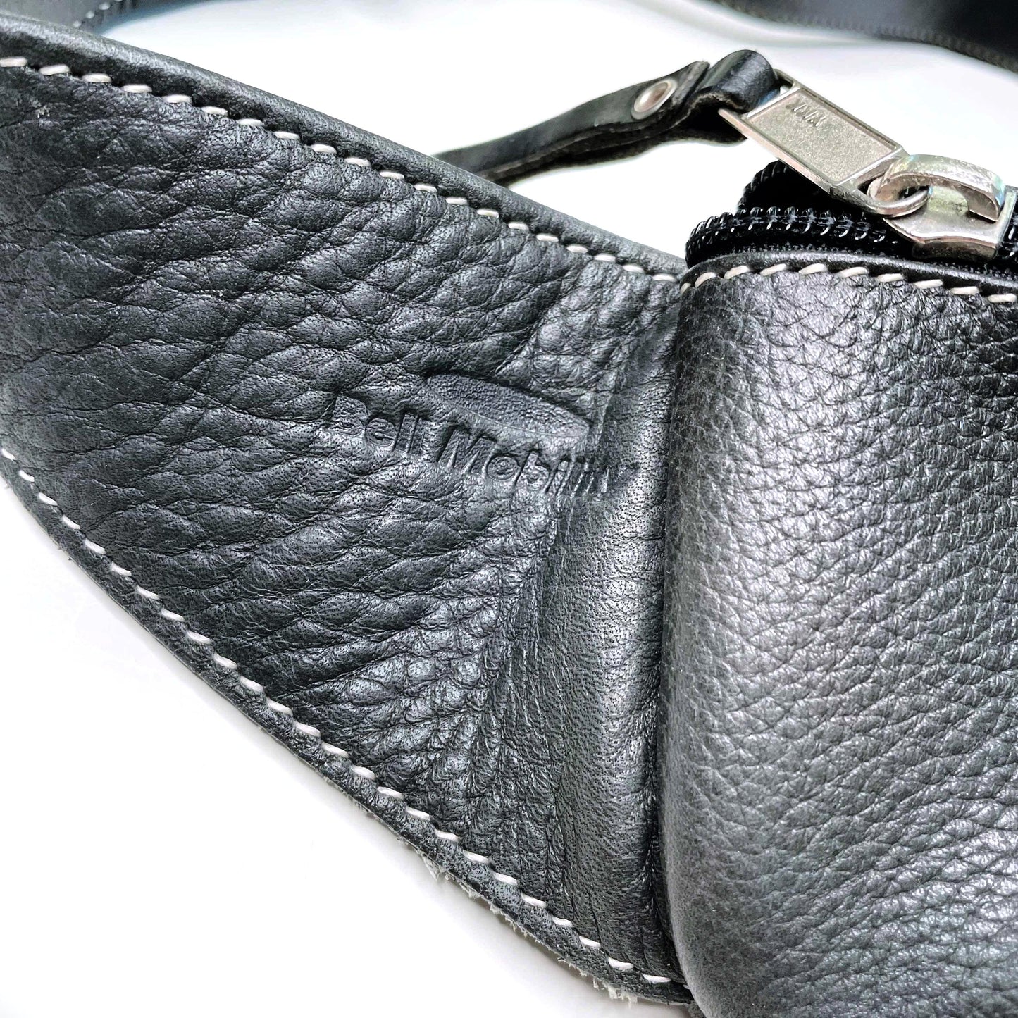 roots black pebbled leather mini belt bag