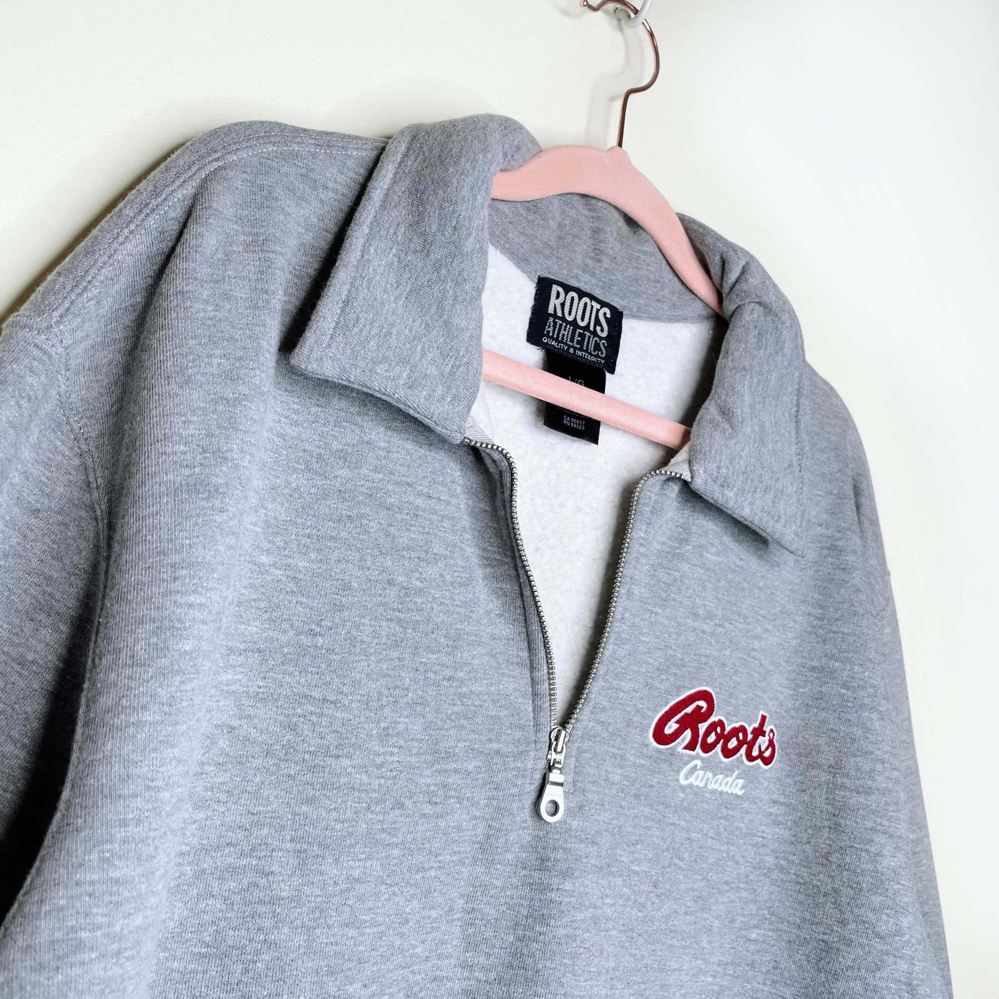 vintage 90s roots 1/4 zip grey sweatshirt - size large