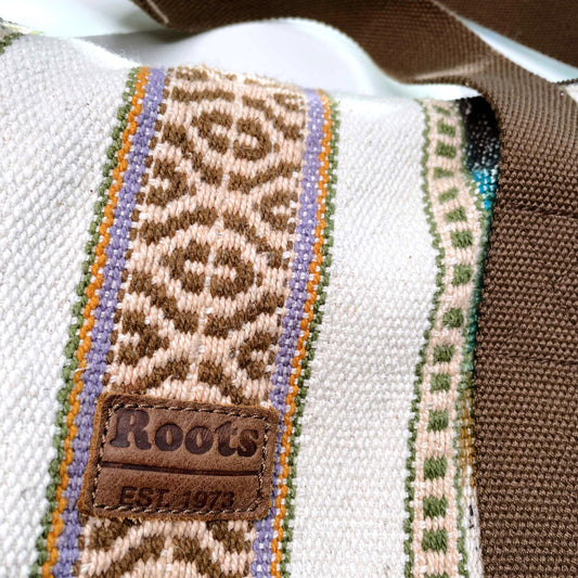 roots large woven boho country ranch duffle bag