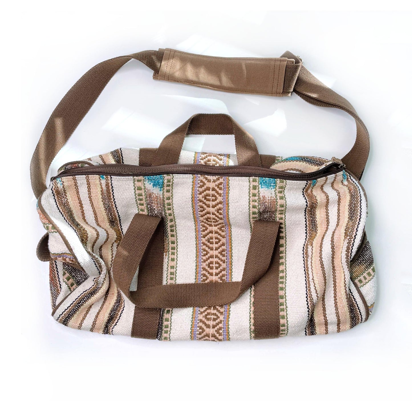 roots large woven boho country ranch duffle bag