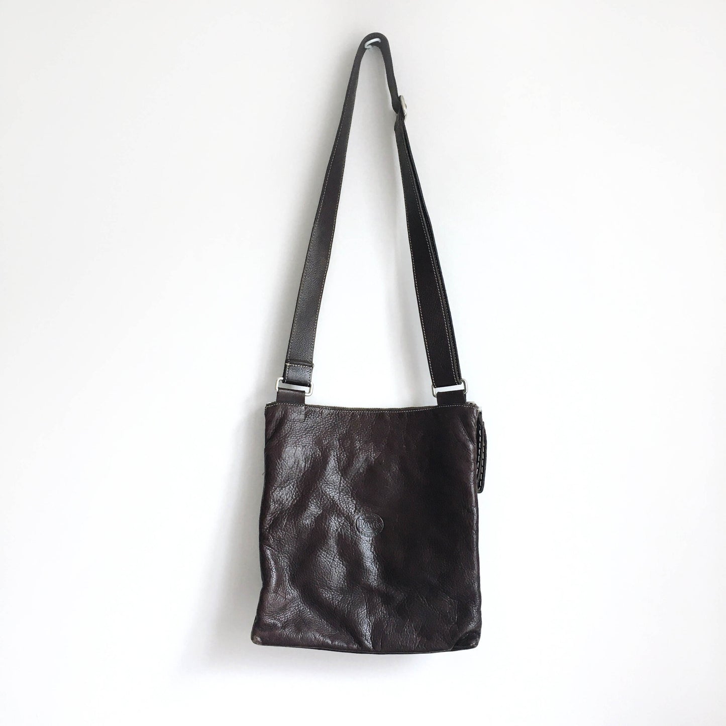 Roots leather cross body messenger bag