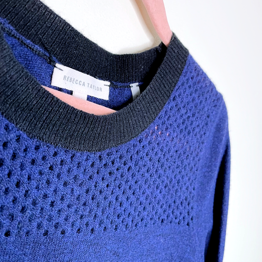rebecca taylor wool-cashmere mesh yoke sweater - size medium