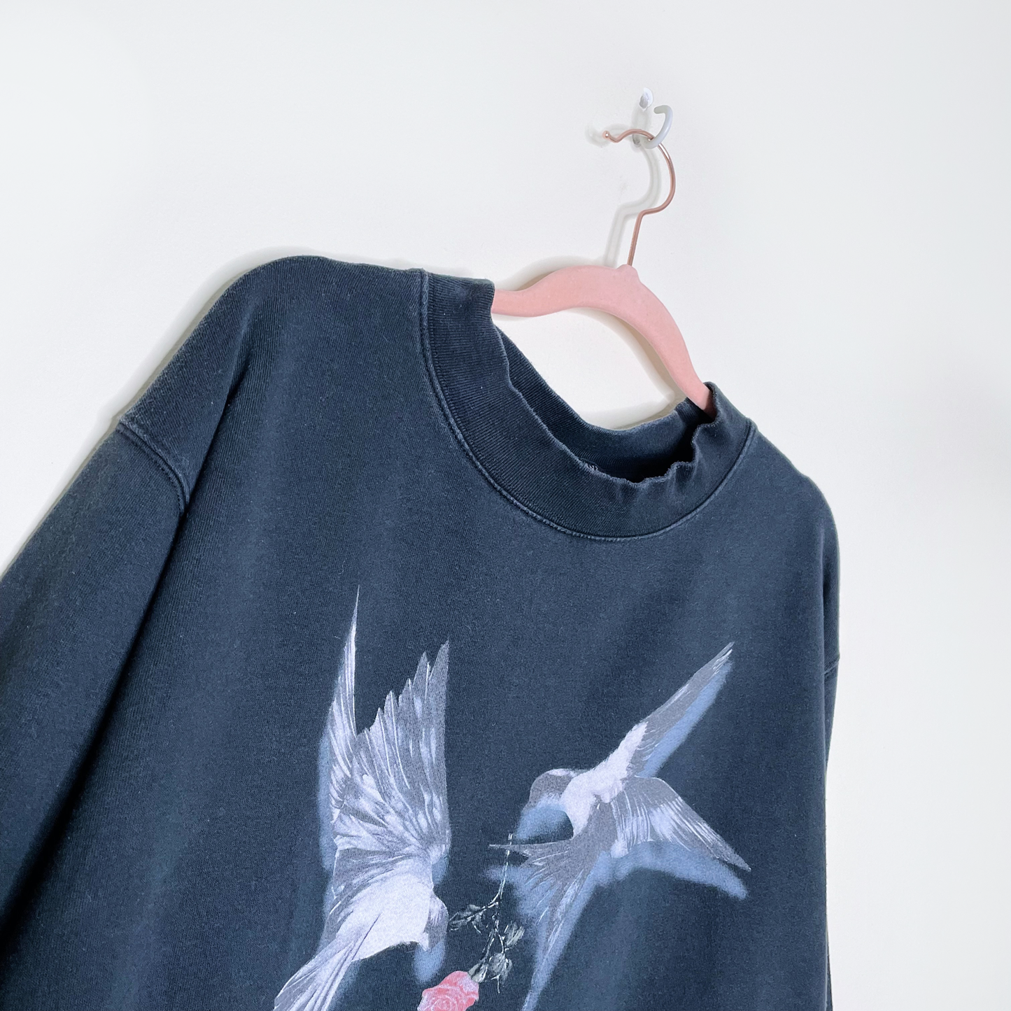 all saints lovers tie hummingbirds graphic boxy sweatshirt - size medium