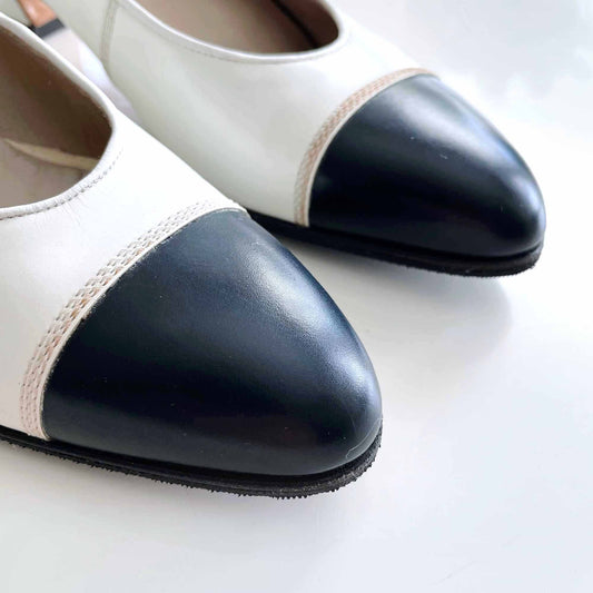 vintage salvatore ferragamo cap toe day heel - size 7