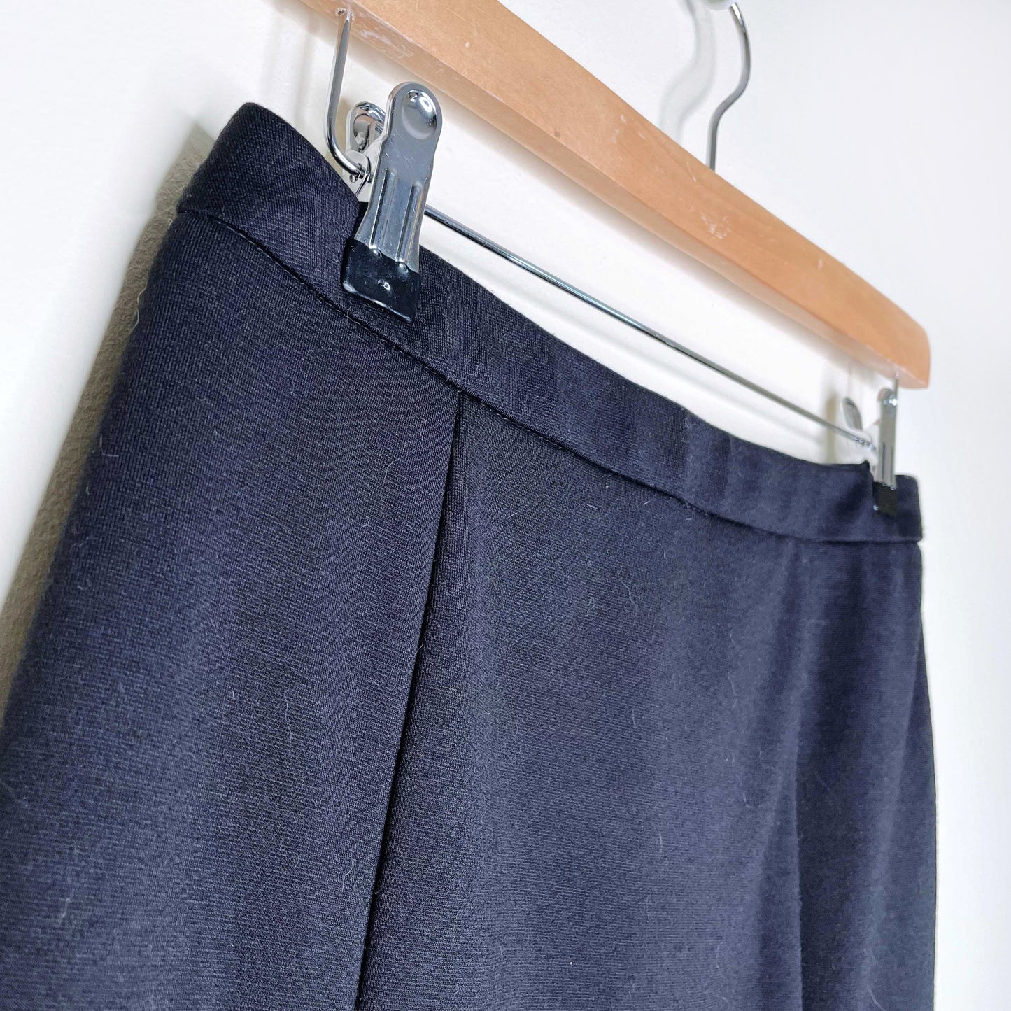 sandro black mini skirt with faux leather peplum hem - size 2