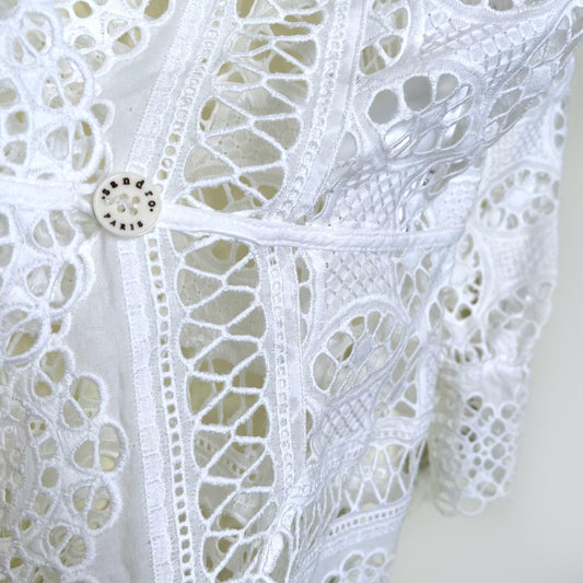 nwt sandro crochet lace single button wrap blouse - size 3 (large