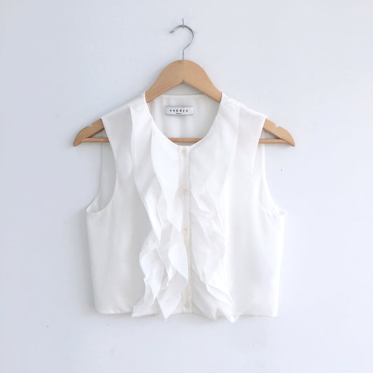 Sandro Crop Ruffle Blouse - size Small