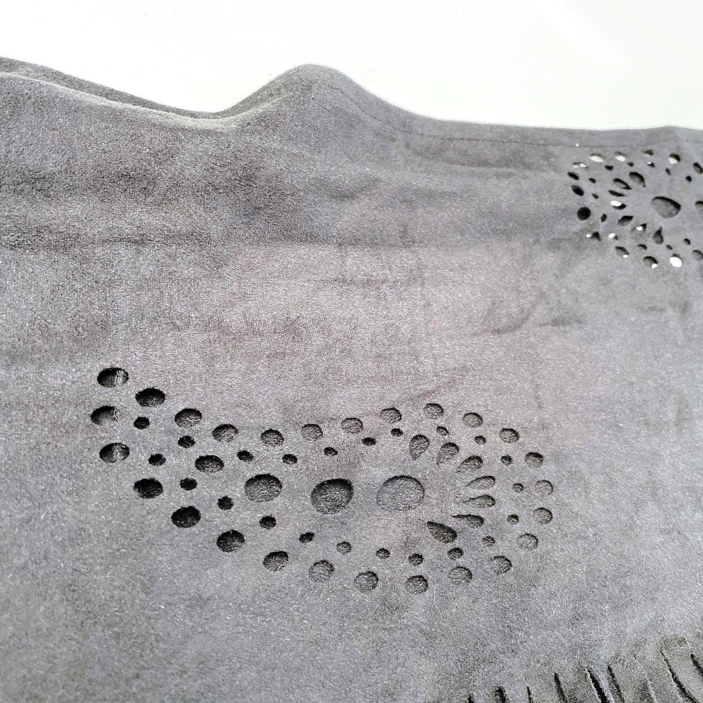 l'amour black faux suede fringe infinity scarf