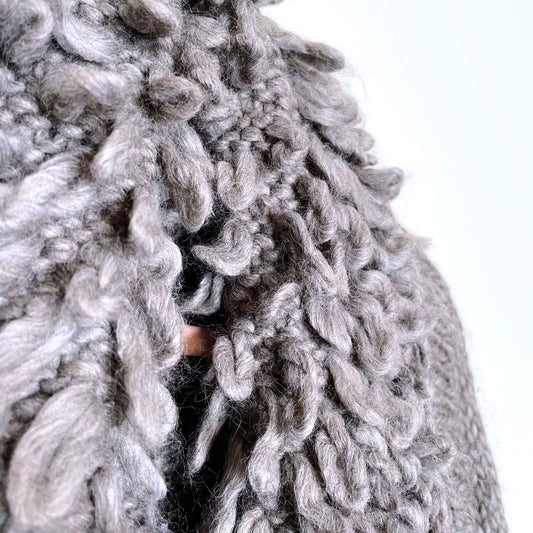 new scotland loop-stitch collar belted wool-alpaca cardigan - size small