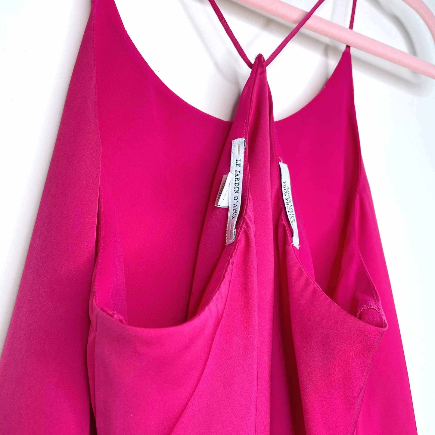 scotch & soda pink satin racerback layered tank - size 1