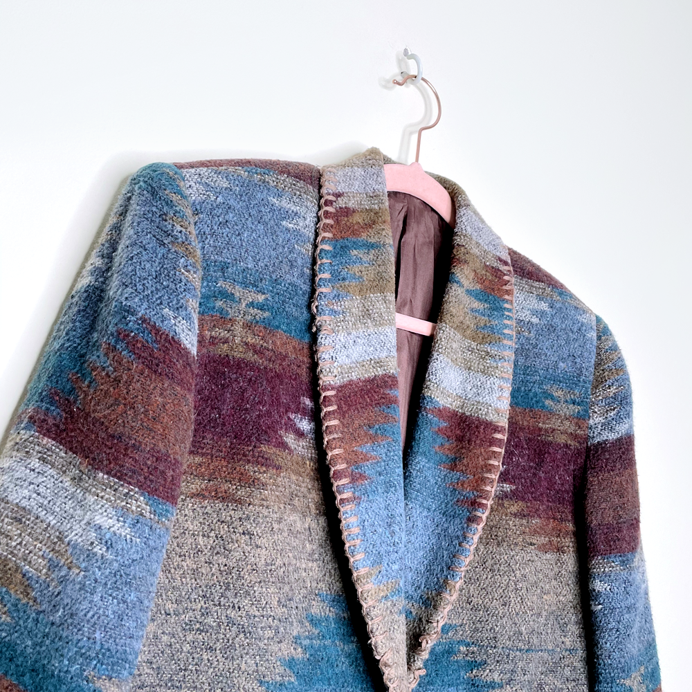 vintage serape navajo style blanket jacket - size 7/8