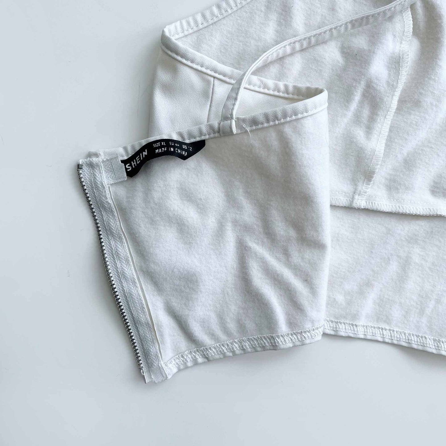 shein white faux leather cropped tank cami - size xl