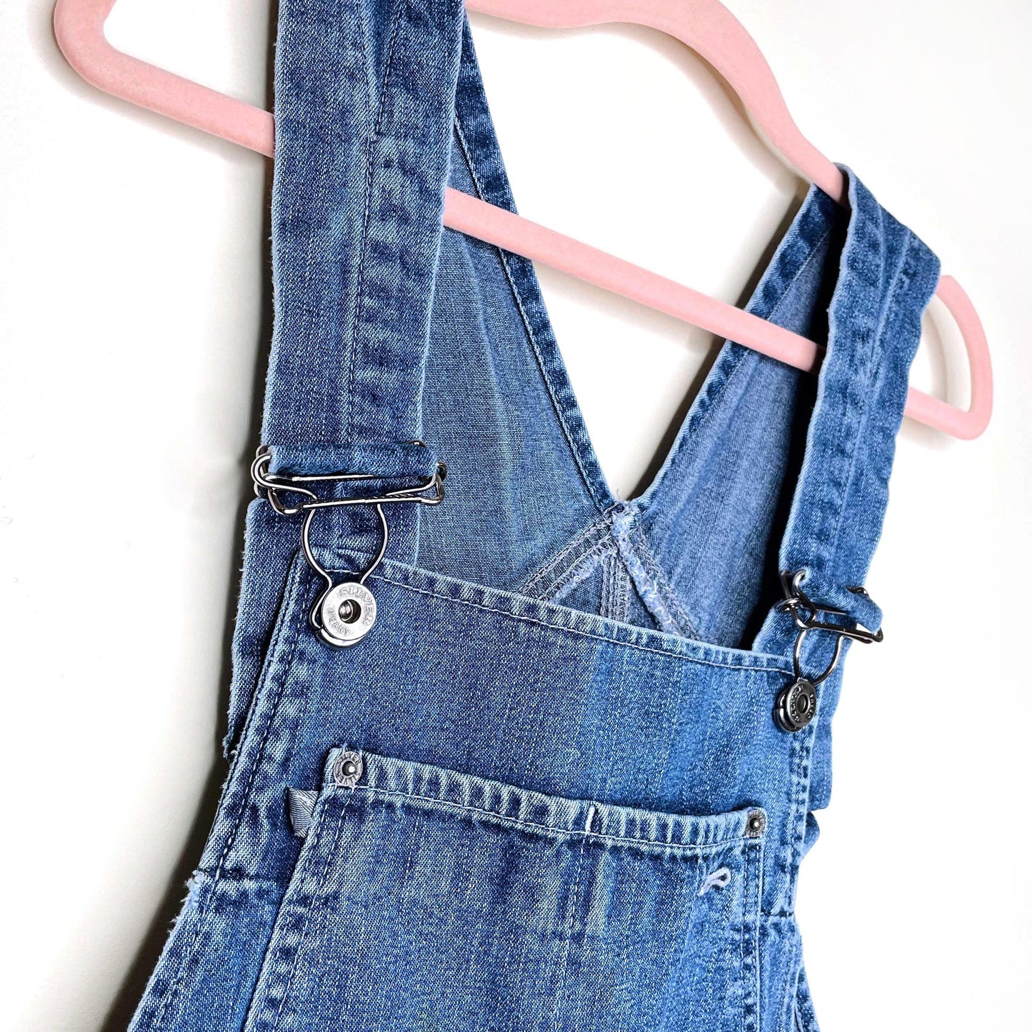 vintage silver 90's denim cut off shorts overalls - size xs