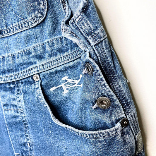 vintage silver 90's denim cut off shorts overalls - size xs