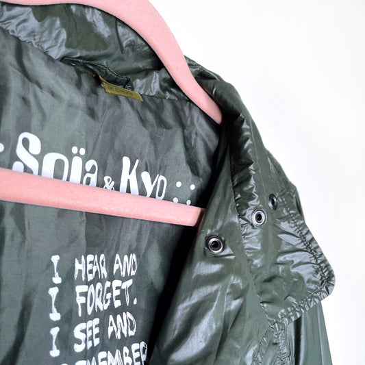 soia & kyo asymmetrical zip nylon bomber jacket - size medium