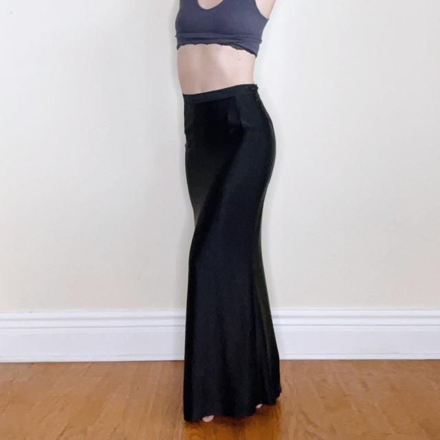 vintage ysl rive gauche black satin mermaid maxi skirt - size 40