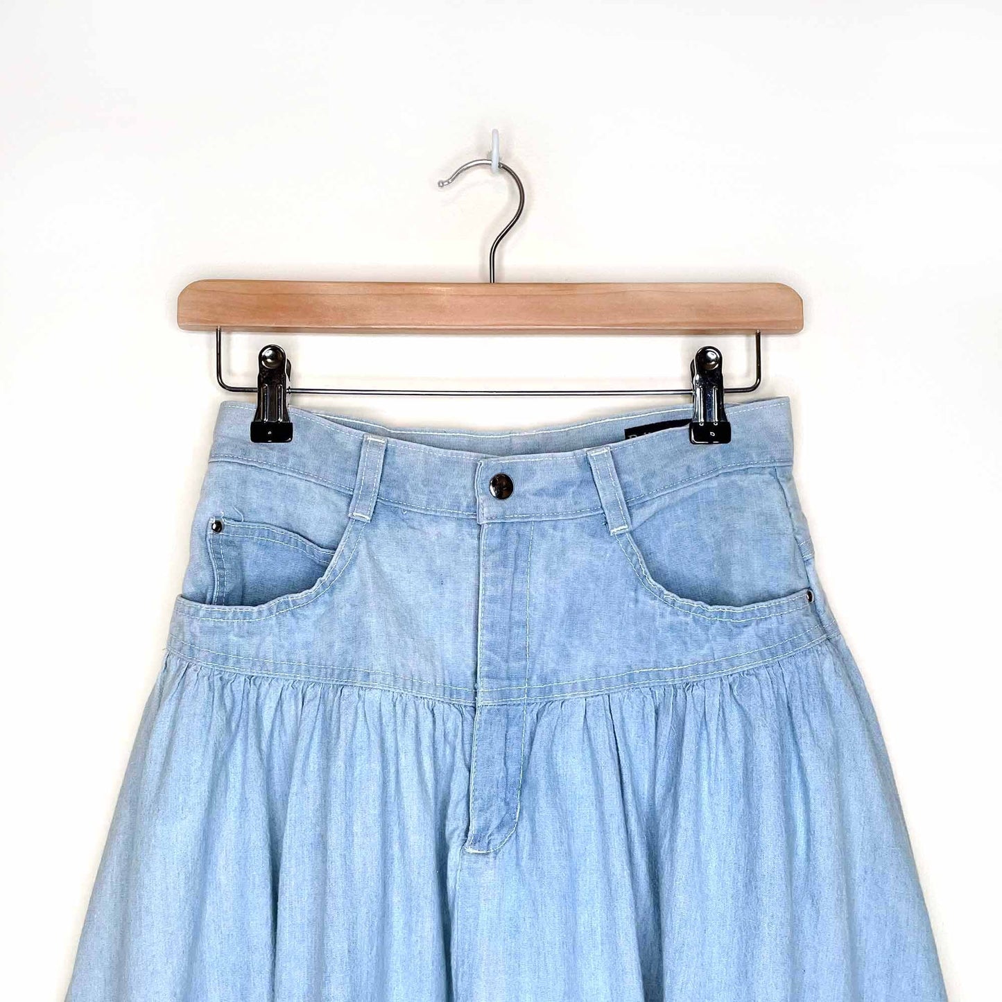 vintage pelican cove western denim a-line midi skirt - size small