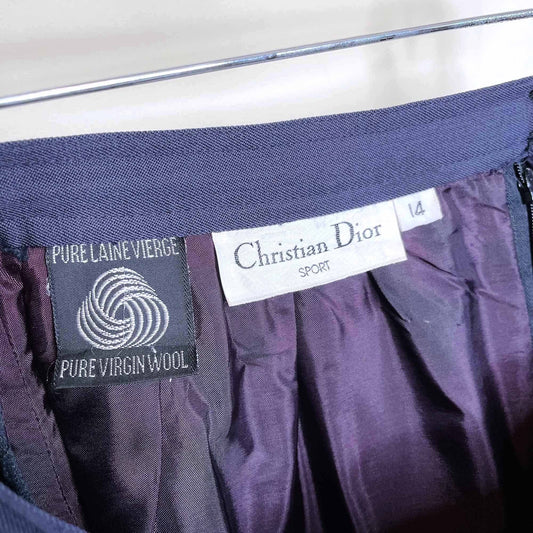 vintage christian dior sport wool career skirt - size 14