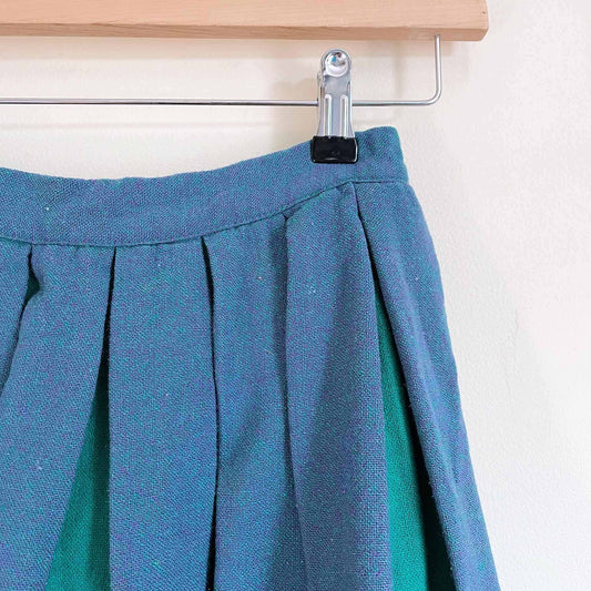 vintage woven wool folk pleated mini skirt - size xs