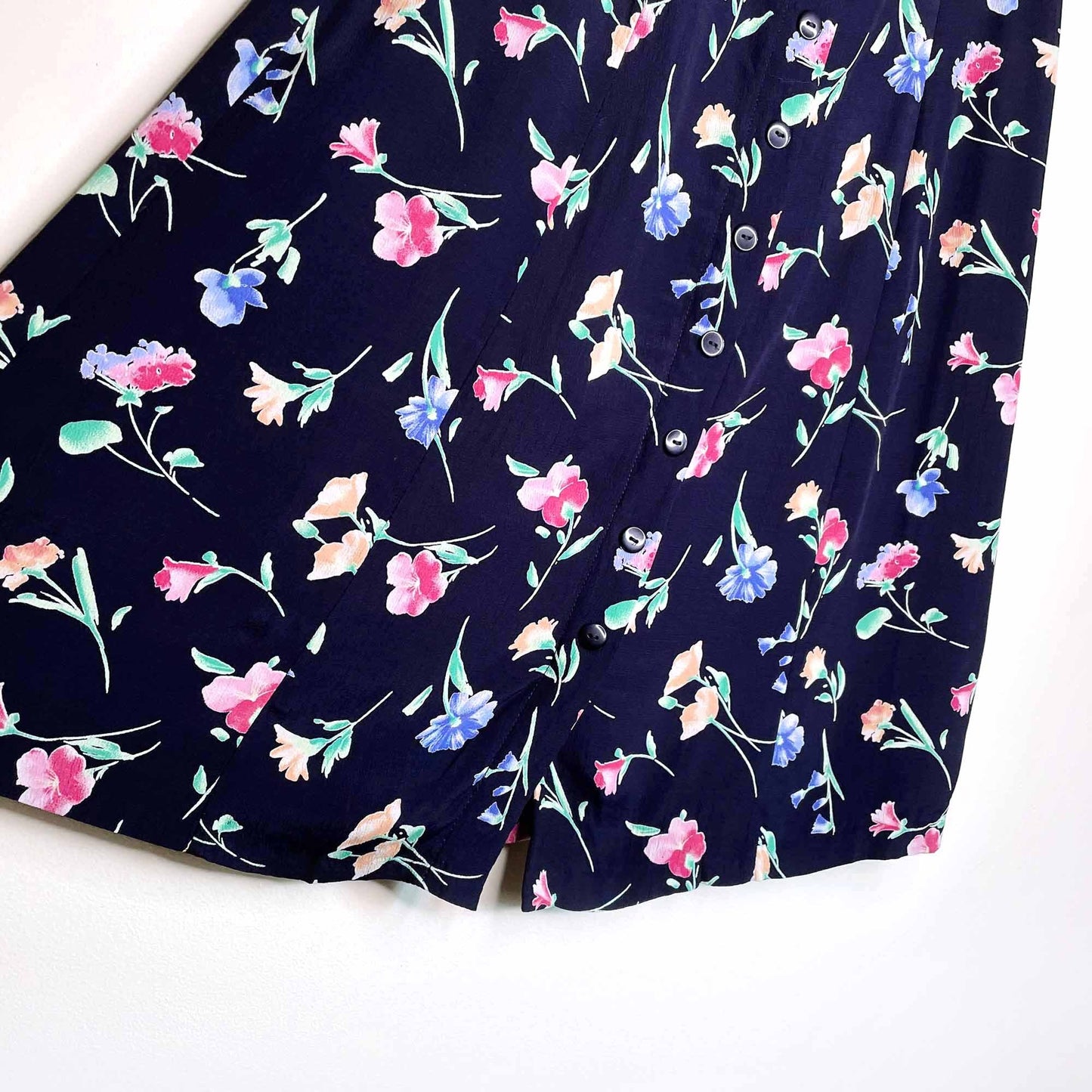 vintage conrad c floral button down midi skirt - size 2