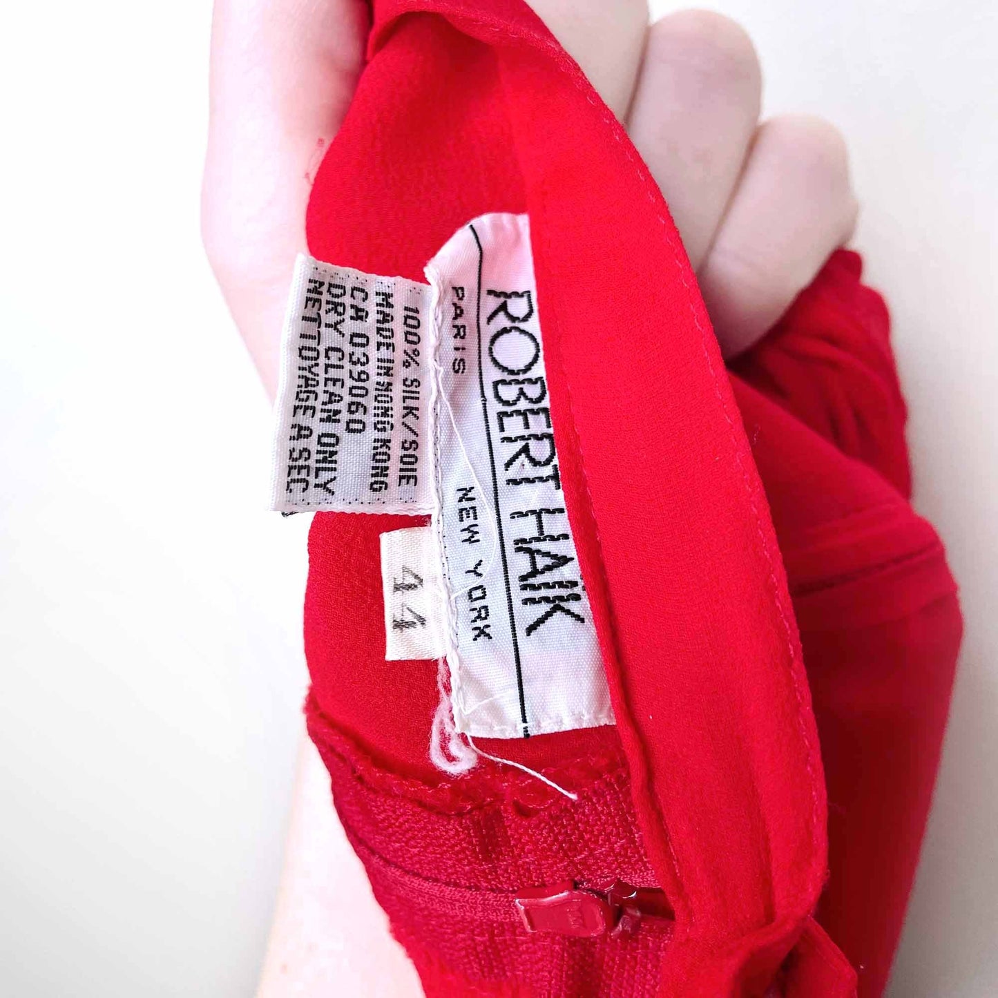 vintage robert haik red silk chiffon a-line swing midi skirt - size 44