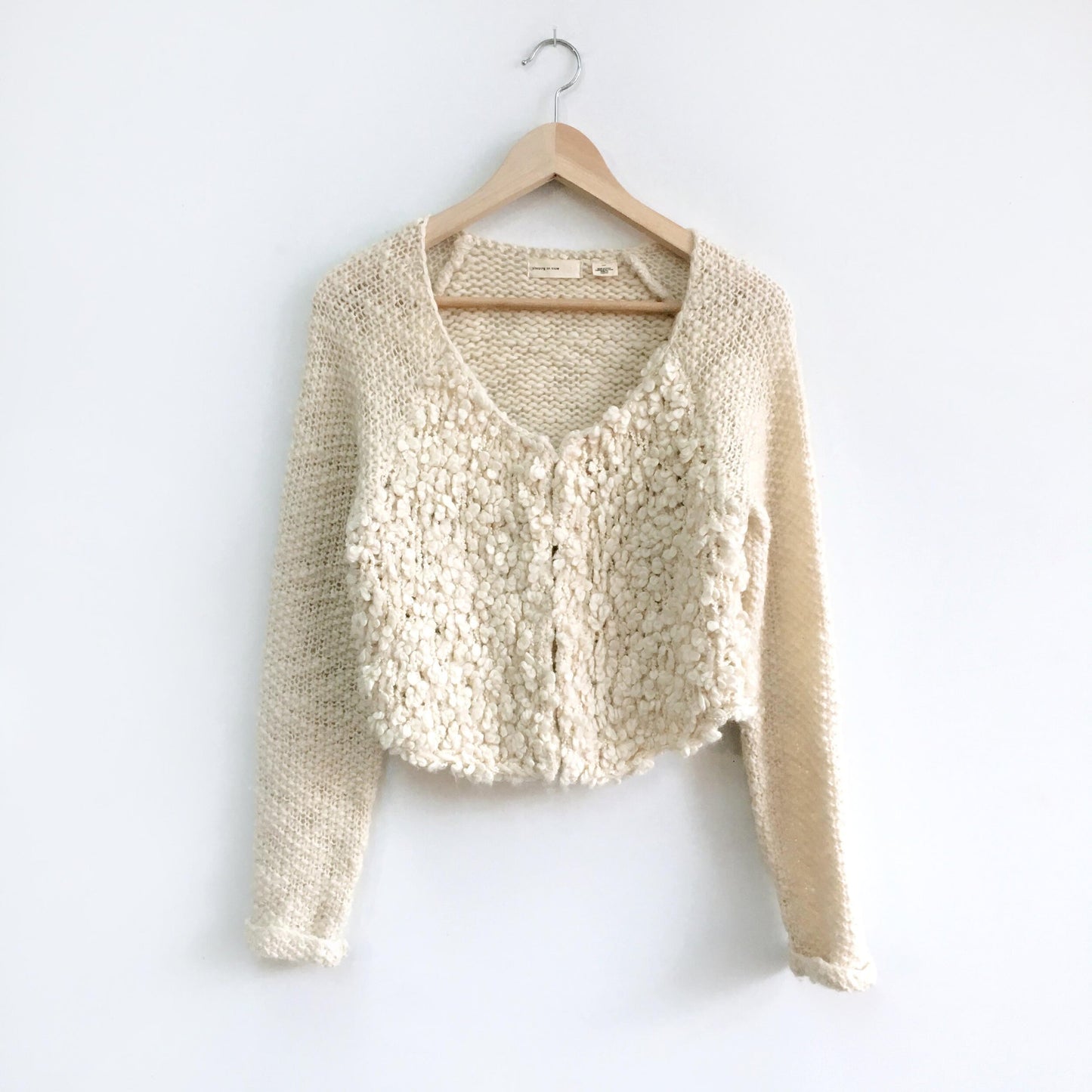 Sleeping on Snow boucle crop Cardigan - size Small
