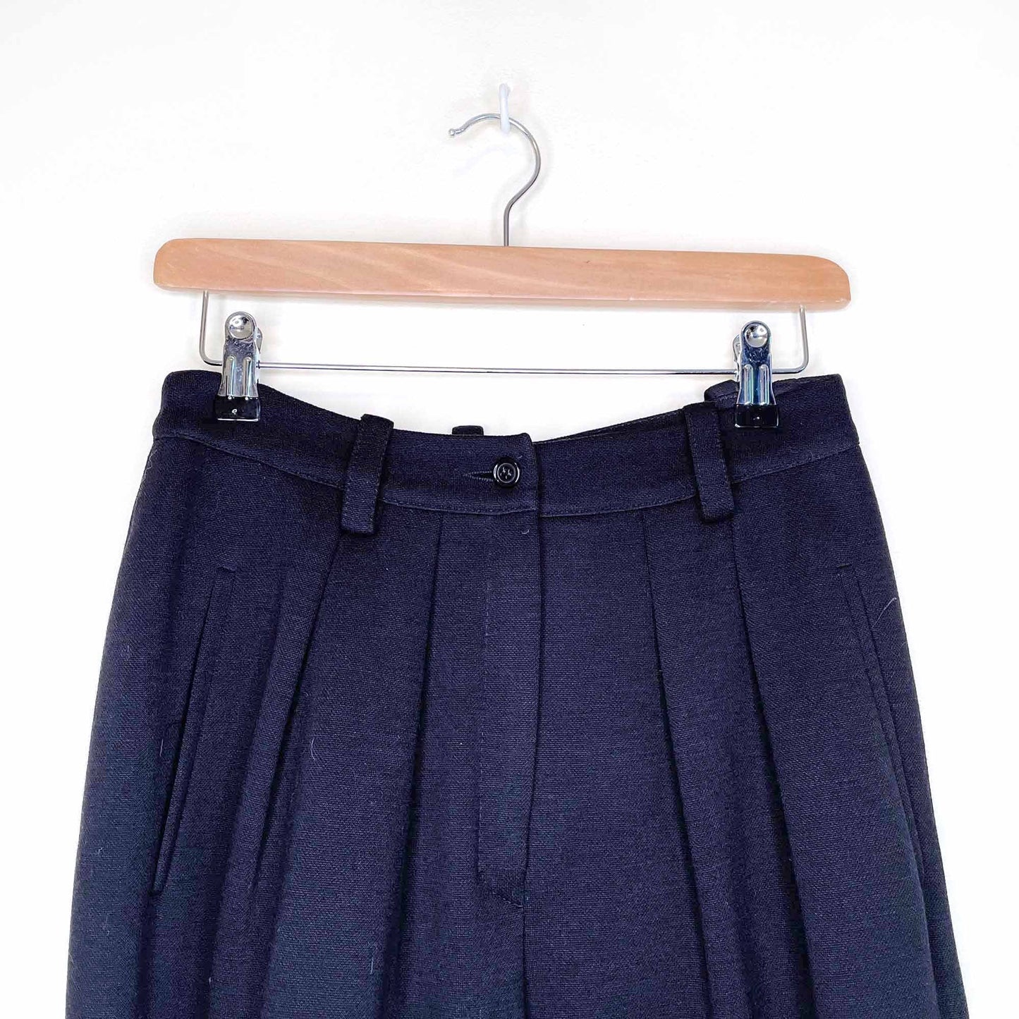 sonia rykiel high rise black wool pleated trouser - size 40