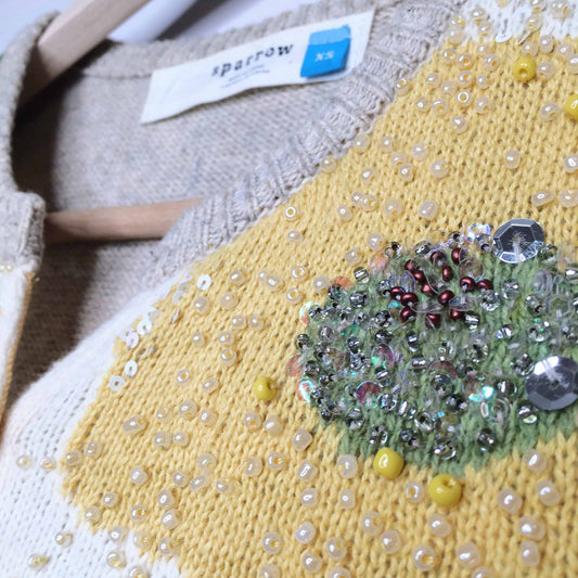 Sparrow Carlotta embellished flower wool cardigan - size xs