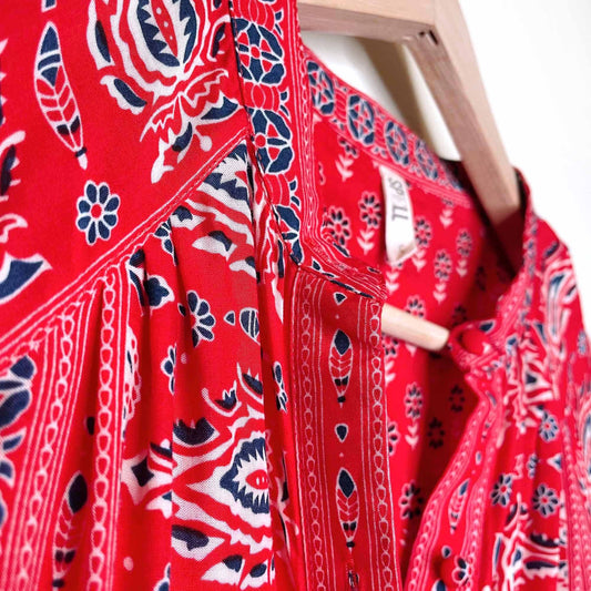 spell & the gypsy red bandana gypsiana shirt dress - size small