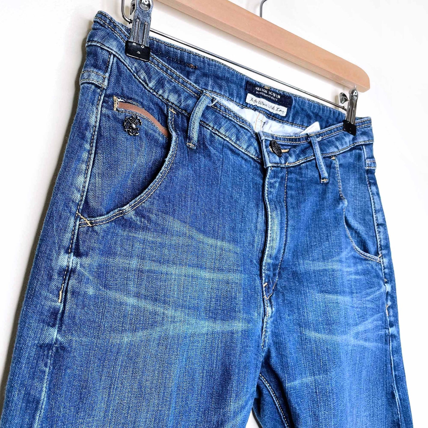 maison scotch mademoiselle mid-rise tapered jeans - size 26