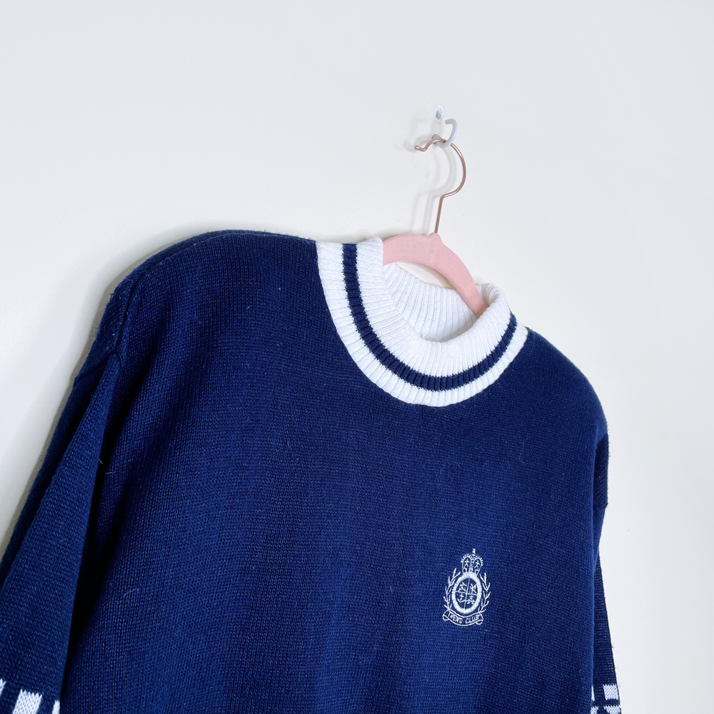 vintage st barts blue nautical cropped sweater - size large