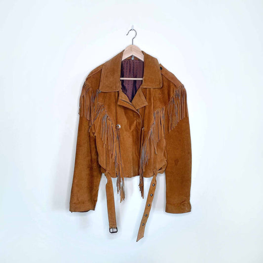Vintage western suede tassel biker jacket - size Medium