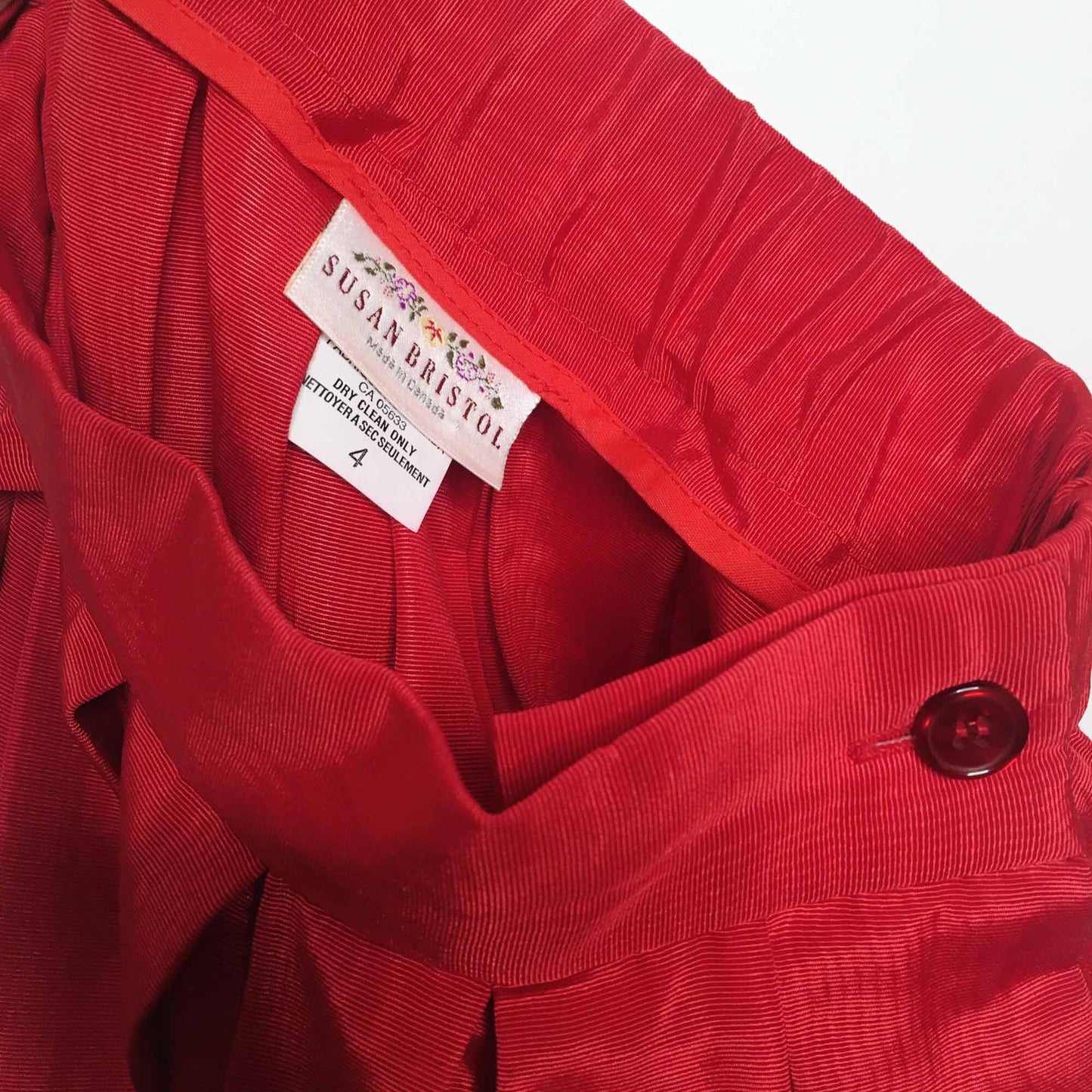 vintage susan bristol red pleated midi skirt - size 4