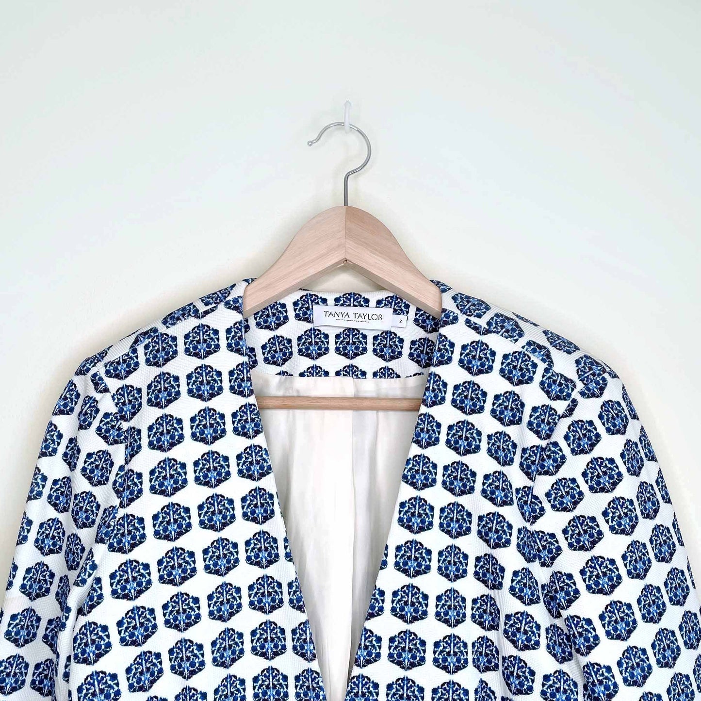 tanya taylor damask print single button chain blazer - size 2