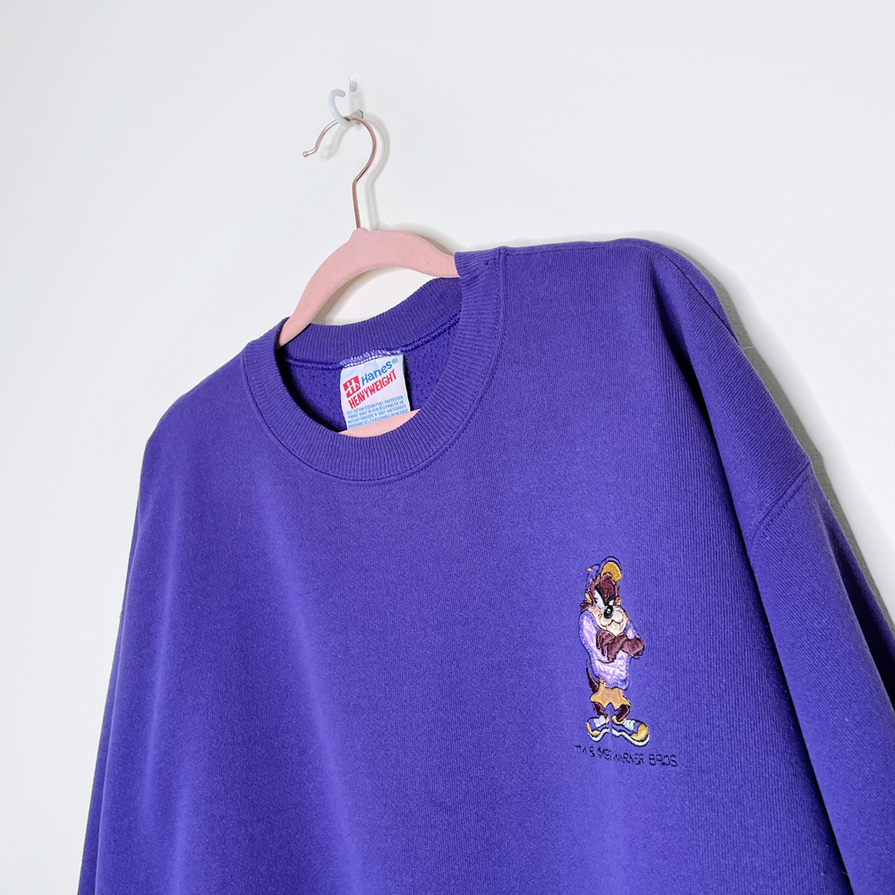 1996 warner bros hanes tasmanian devil sweatshirt - size xl