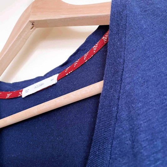 ACOS&A boho linen-blend tee with crochet trim - size Small