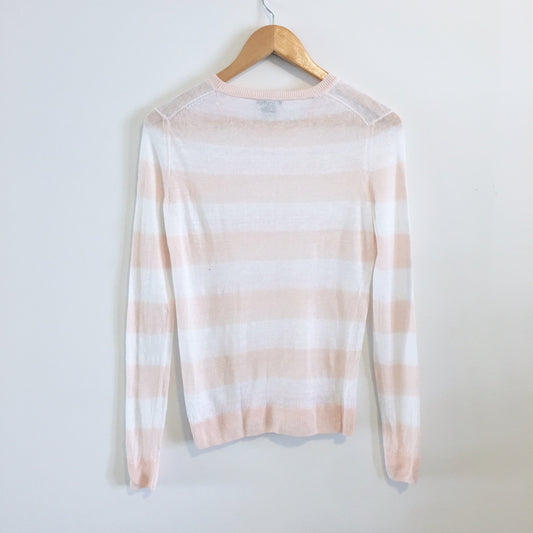 Theory Light Knit Striped Linen Sweater - size Small