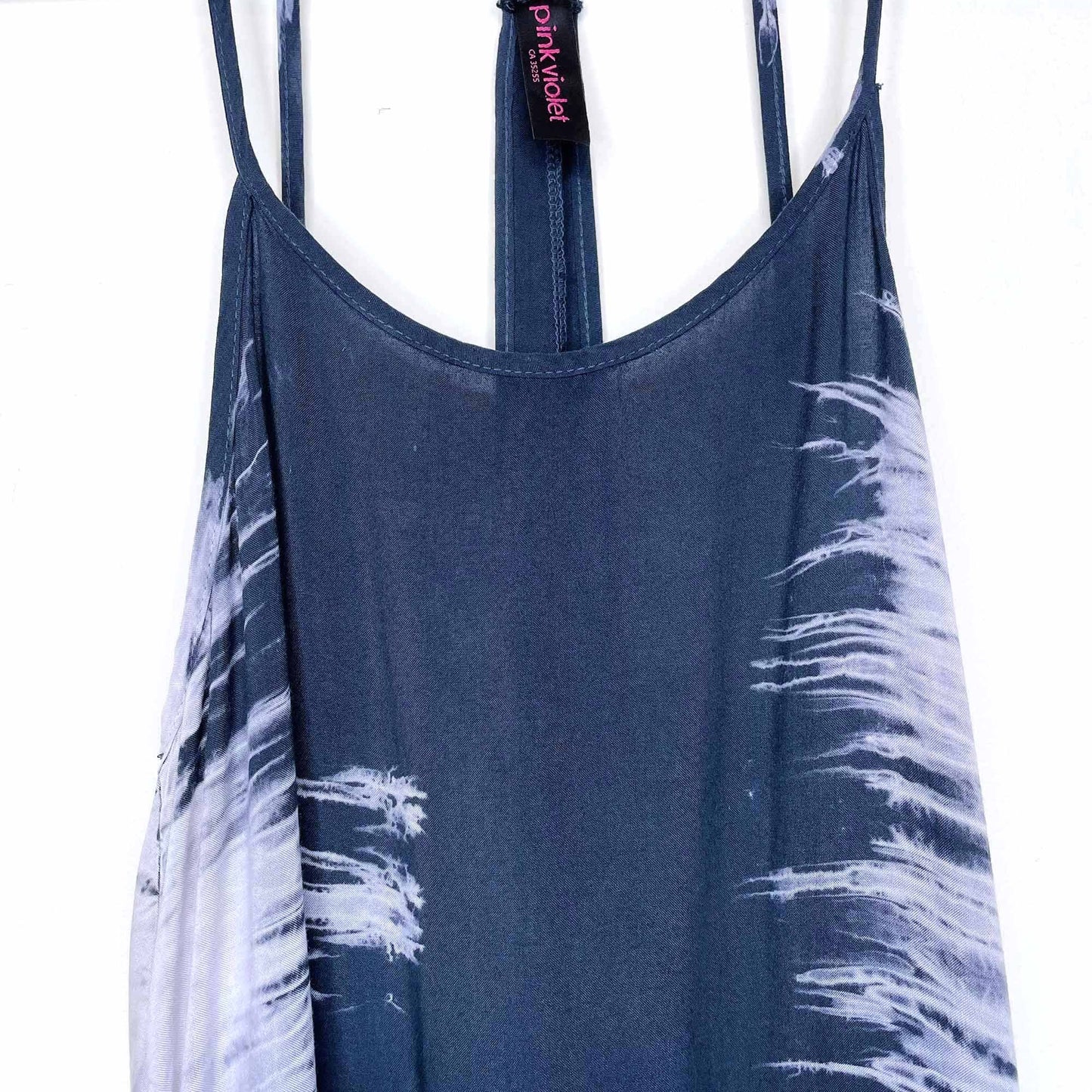 pink violet strappy tie dye high low maxi dress - size small