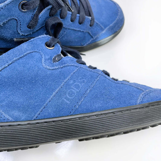 tod's blue suede mid-top sneakers - size 35