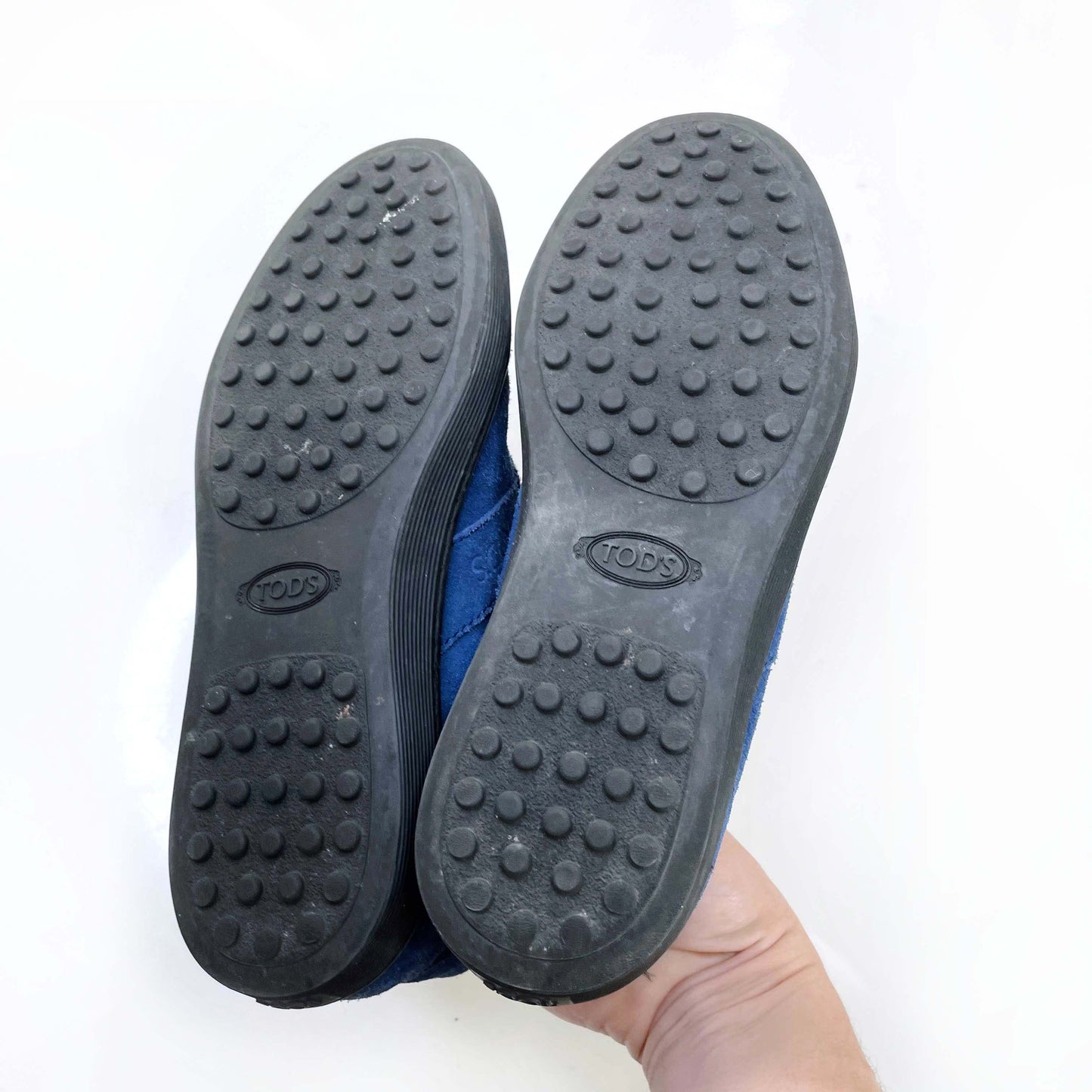 tod's blue suede mid-top sneakers - size 35