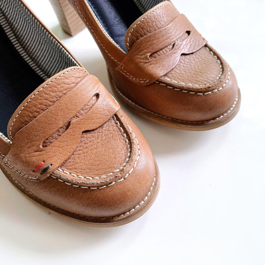 tommy hilfiger brown loafer pumps - size 37