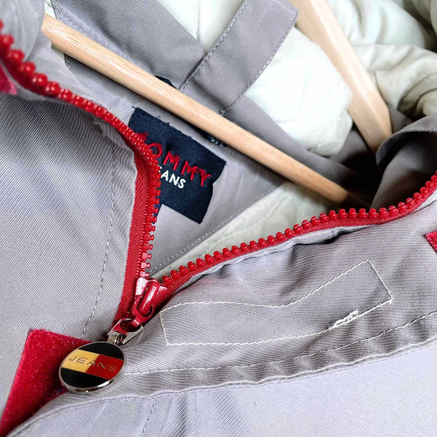 vintage tommy hilfiger jeans 1/4 zip pullover winter jacket - size xl