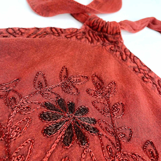 vintage boho bandana halter with embroidery - OS