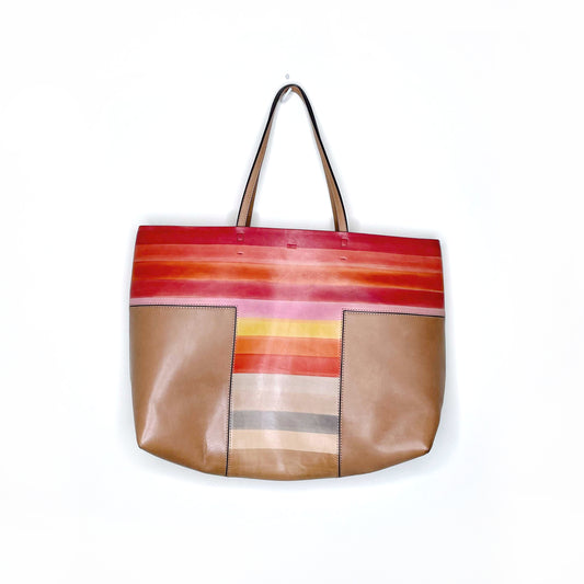 tory burch block t degrade colourful leather tote bag