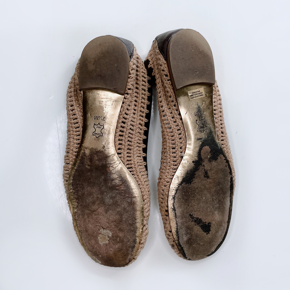 tory burch rory crochet slip on ballet flats - size 7.5