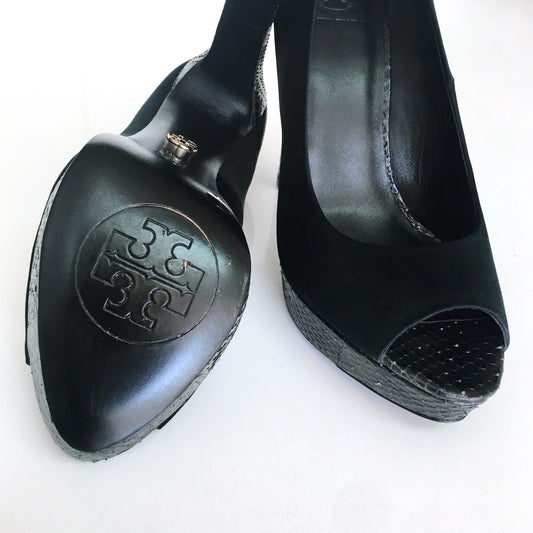 NWOT Tory Burch satin snakeskin heels - size 38