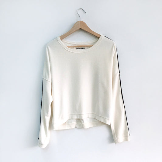 True Religion Velour Stripe Crew - size Medium