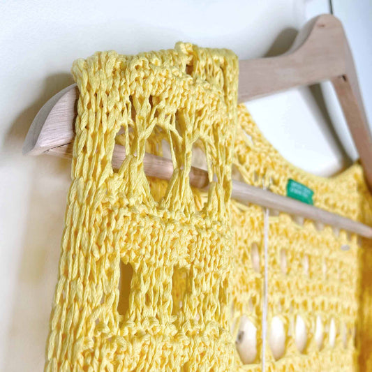 nwt united colors of benetton ben batik crochet fringe vest - size medium